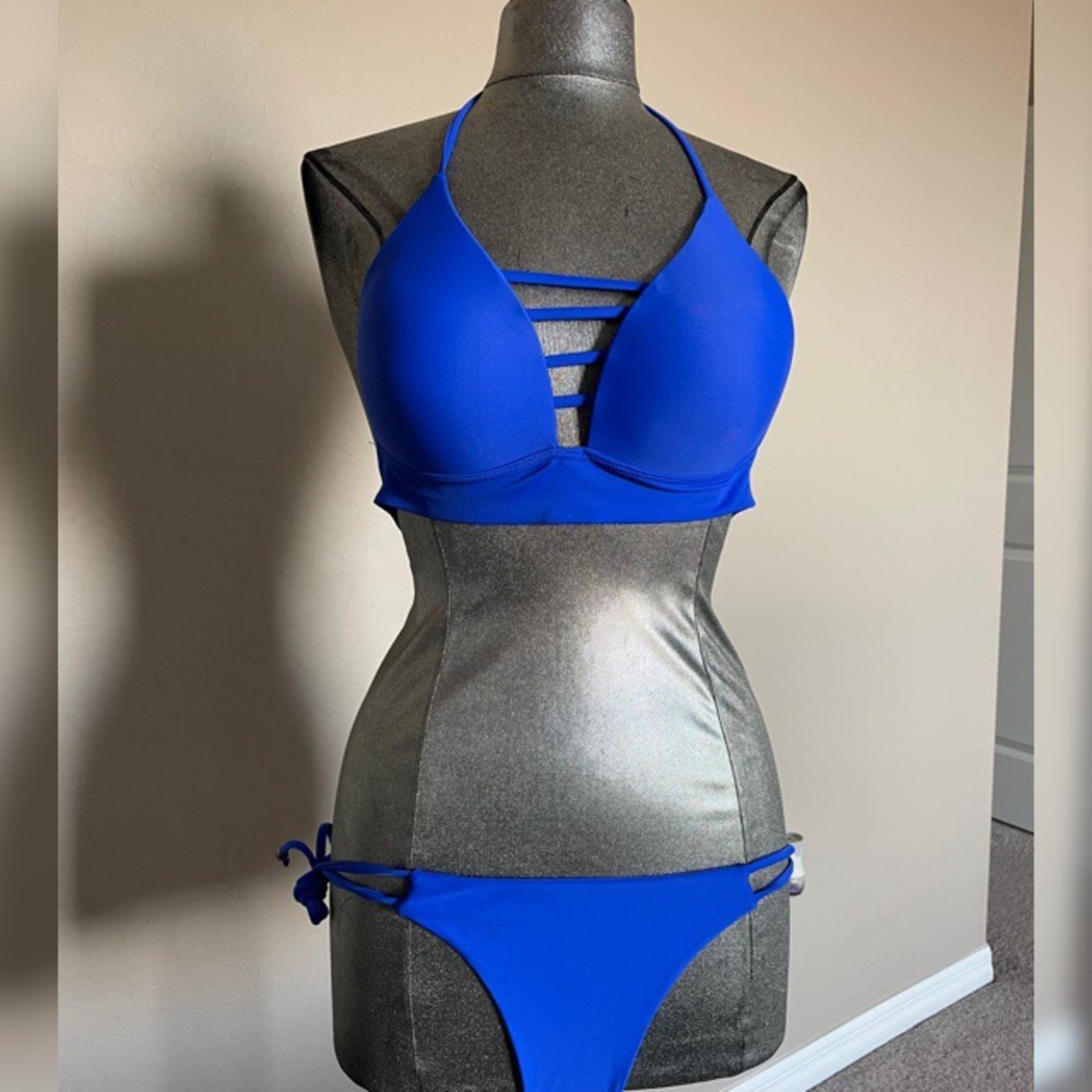 Royal Blue Adjustable Pushup Brazilian Bikini